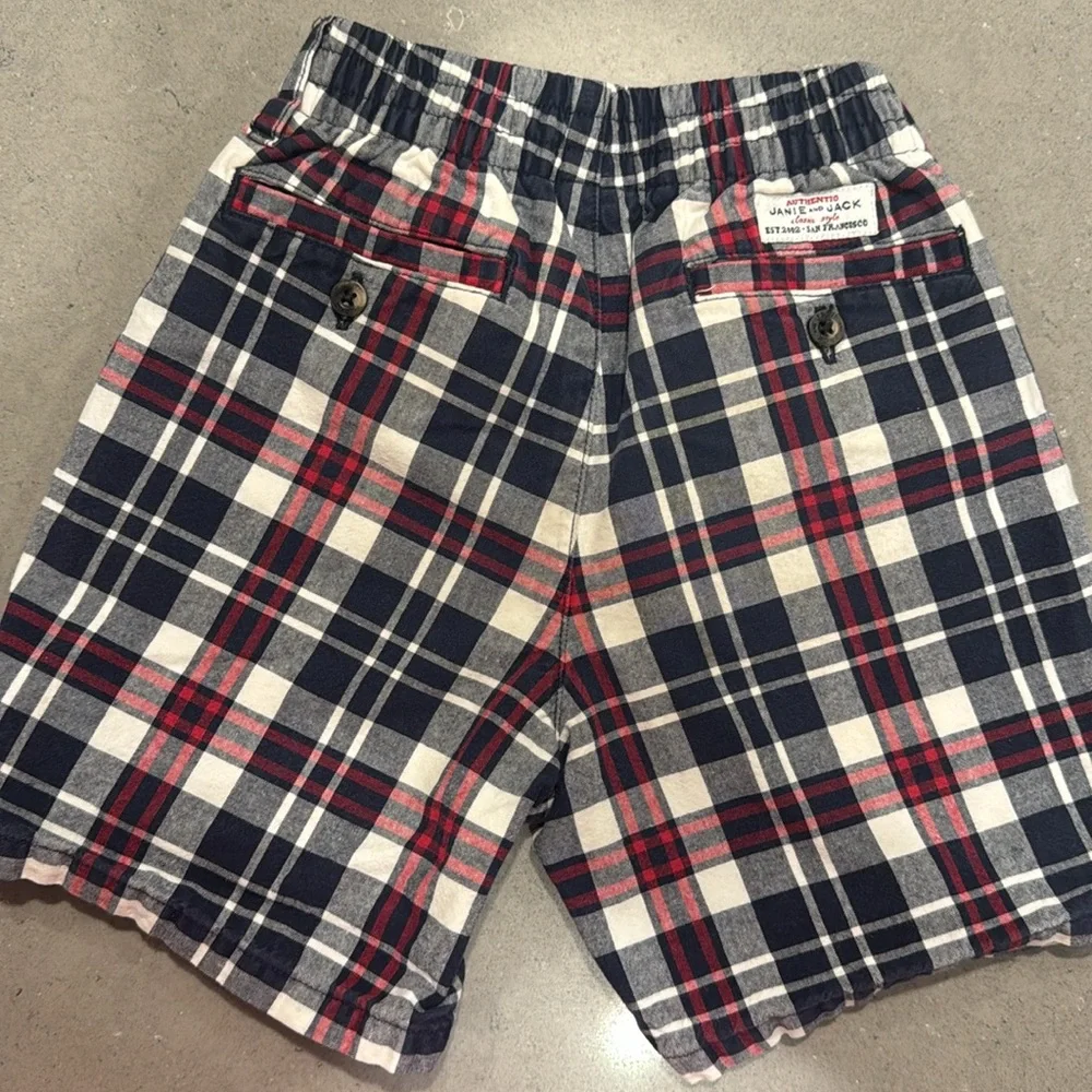 Janie and Jack baby size 6-12 months red white and blue plaid shorts